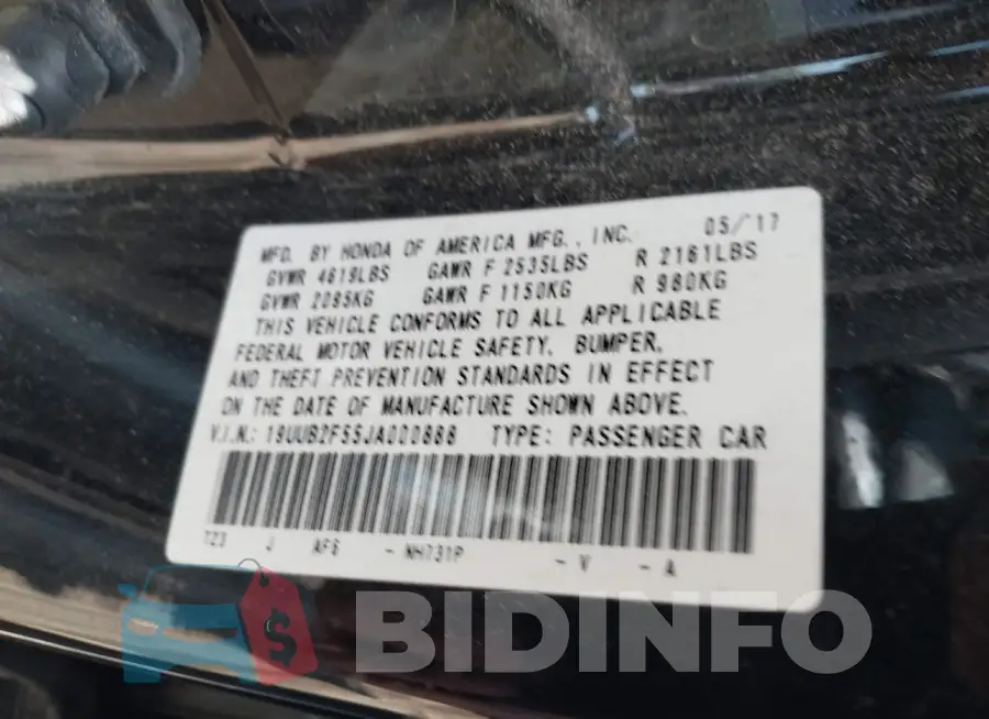 19UUB2F55JA000888 Photo# 9