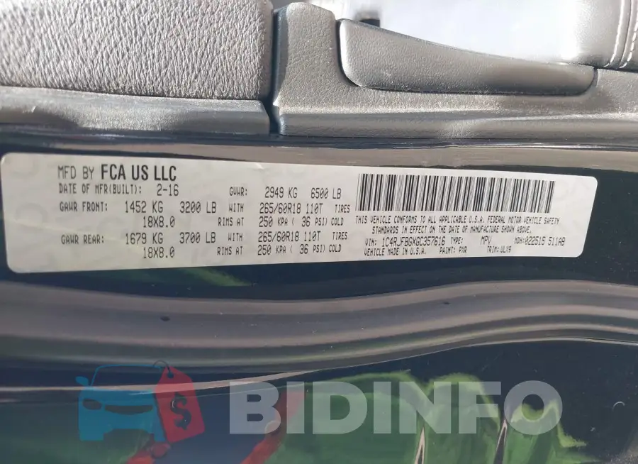 1C4RJFBGXGC357616 Photo# 9