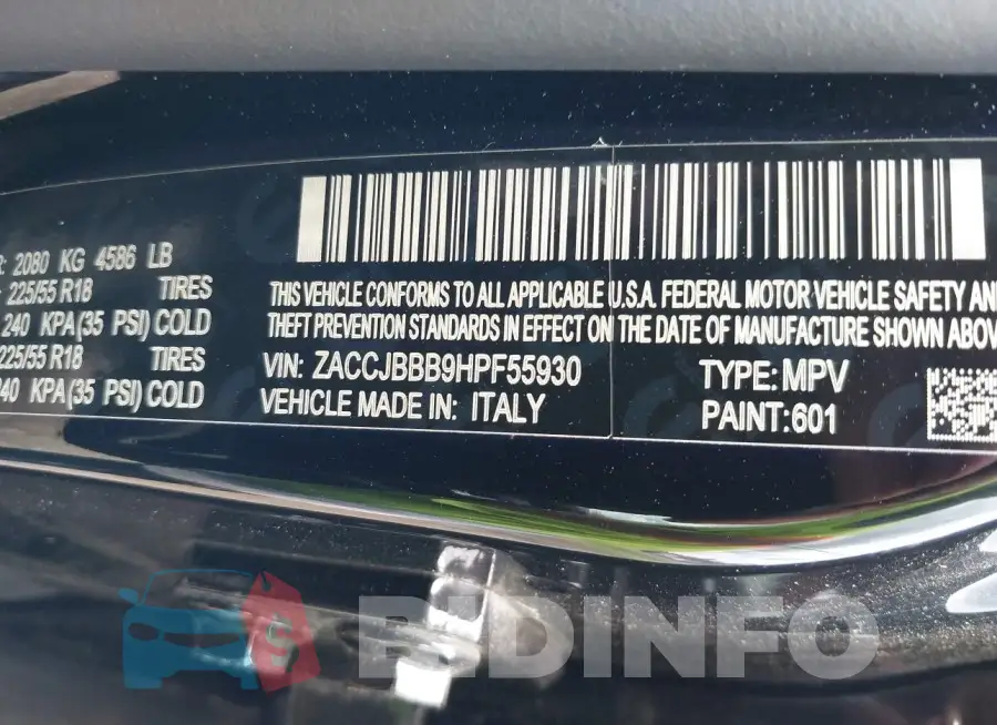 ZACCJBBB9HPF55930 Photo# 9