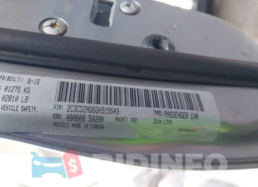 2C3CDZAG6GH315543 Photo# 9