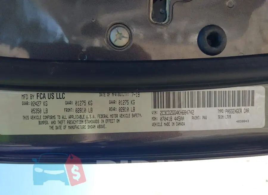 2C3CDZGG4KH684742 Photo# 9