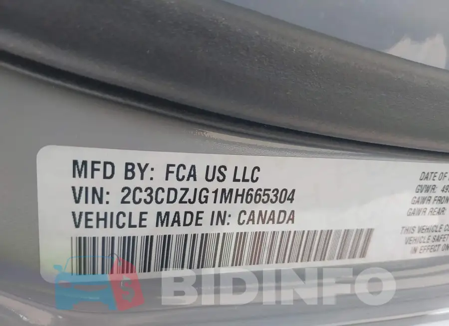2C3CDZJG1MH665304 Photo# 9