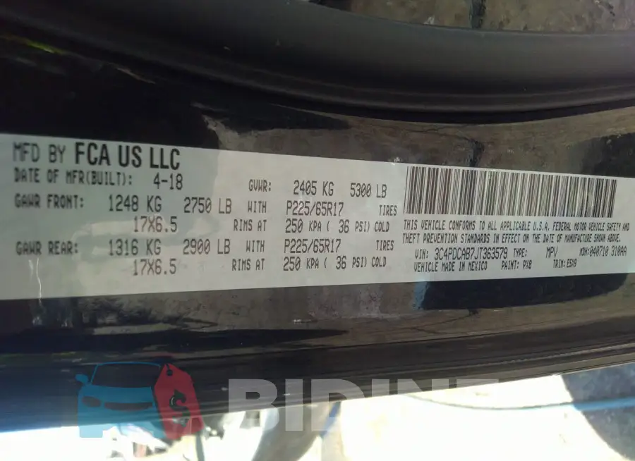 3C4PDCAB7JT363579 Photo# 9