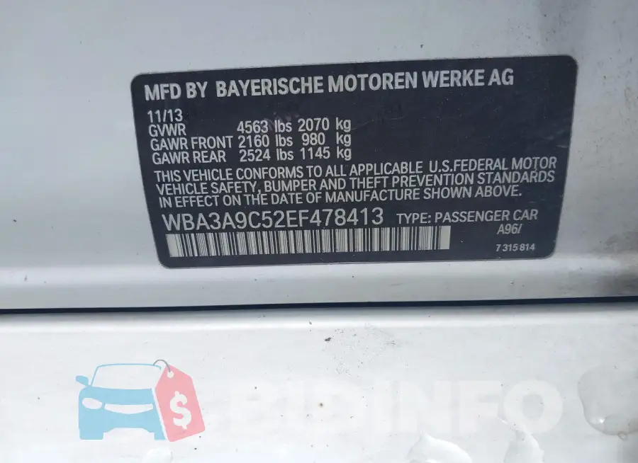 WBA3A9C52EF478413 Photo# 9