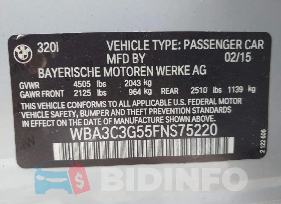 WBA3C3G55FNS75220 Photo# 9