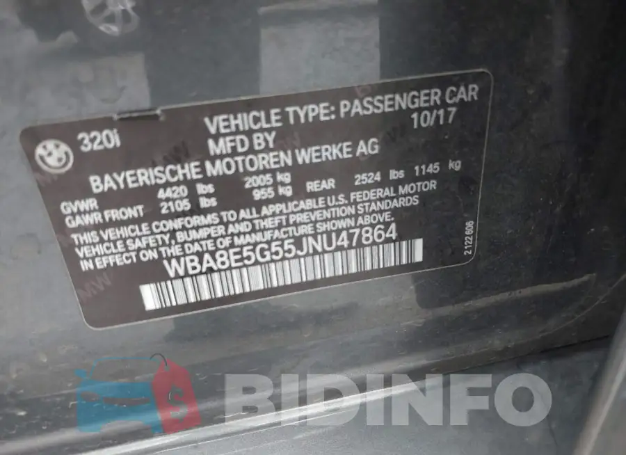 WBA8E5G55JNU47864 Photo# 9