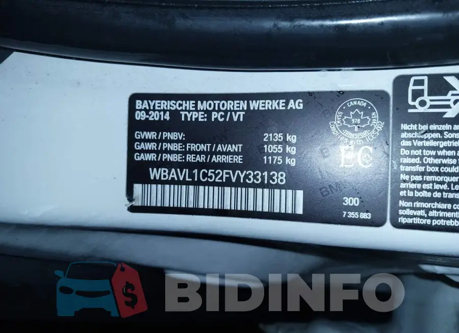 WBAVL1C52FVY33138 Photo# 9