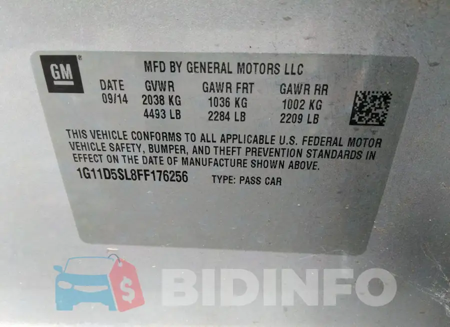 1G11D5SL8FF176256 Photo# 9