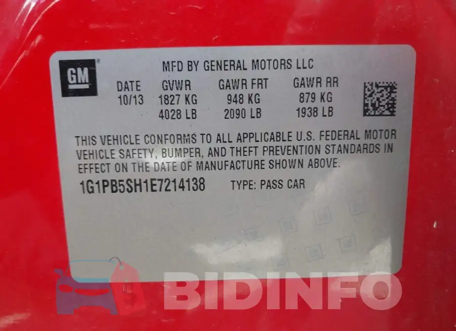 1G1PB5SH1E7214138 Photo# 9