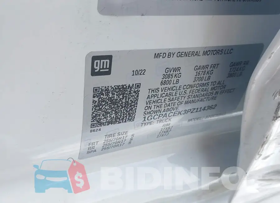 1GCPACEK3PZ114362 Photo# 9
