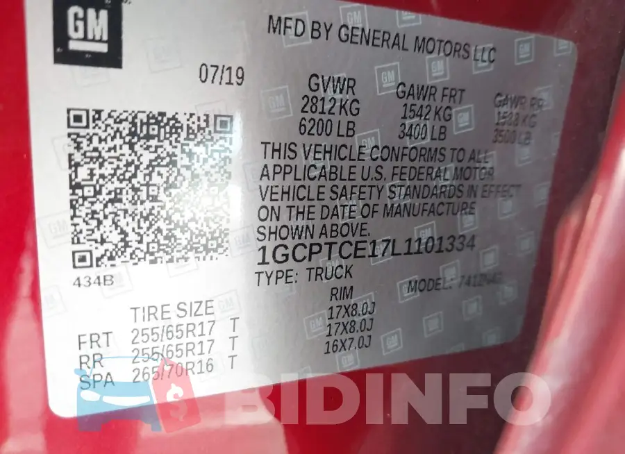 1GCPTCE17L1101334 Photo# 9