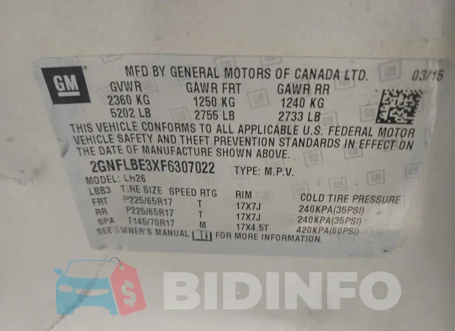 2GNFLBE3XF6307022 Photo# 9