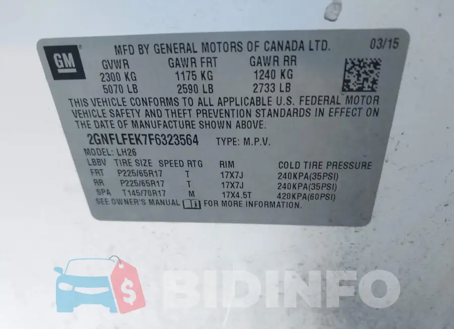 2GNFLFEK7F6323564 Photo# 9