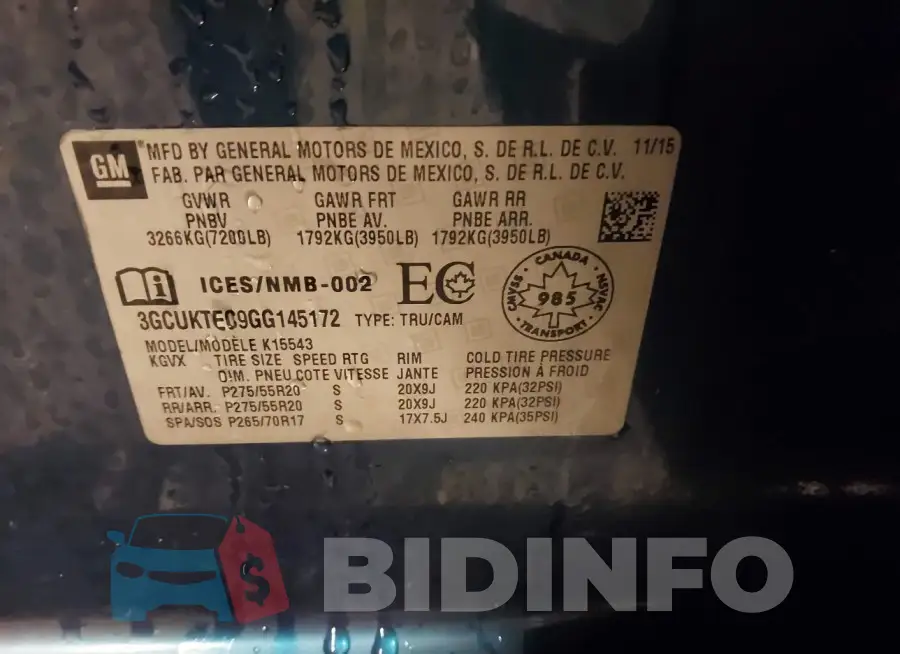 3GCUKTEC9GG145172 Photo# 9