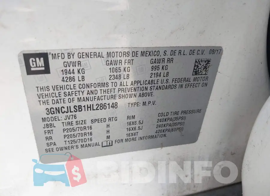 3GNCJLSB1HL286148 Photo# 9