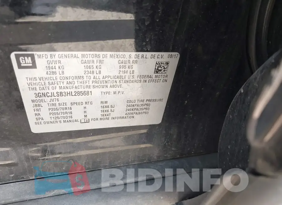 3GNCJLSB3HL285681 Photo# 9