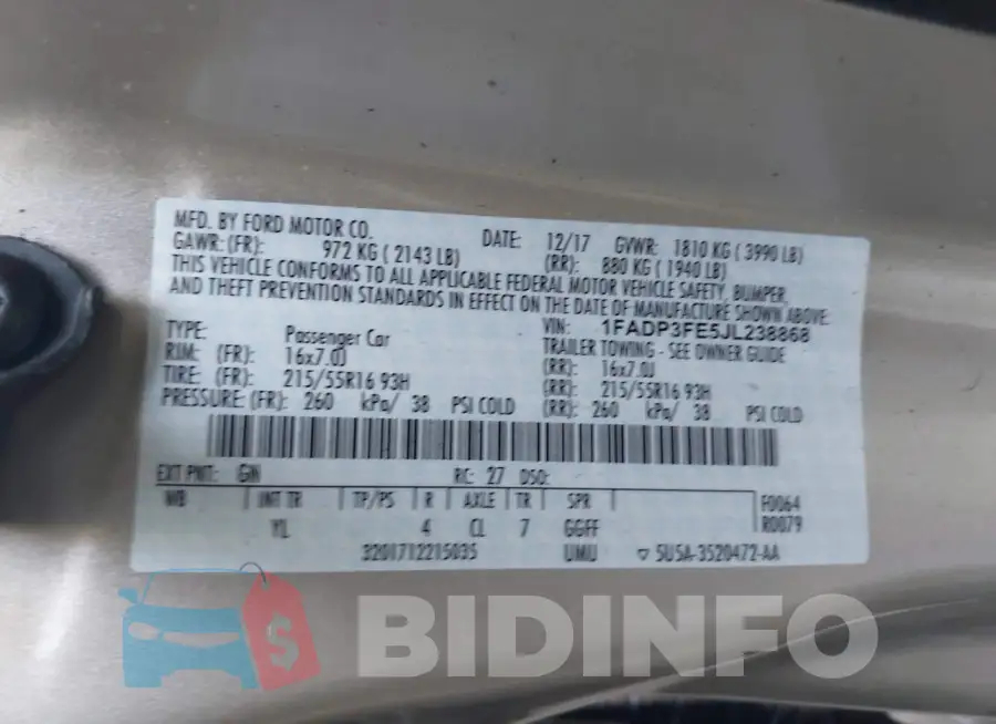 1FADP3FE5JL238868 Photo# 9