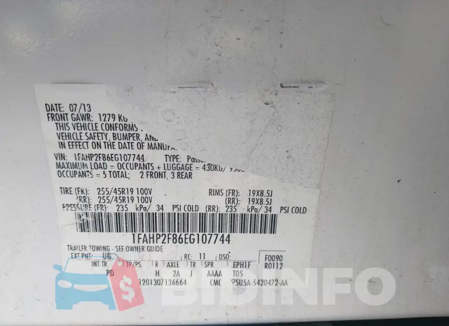 1FAHP2F86EG107744 Photo# 9