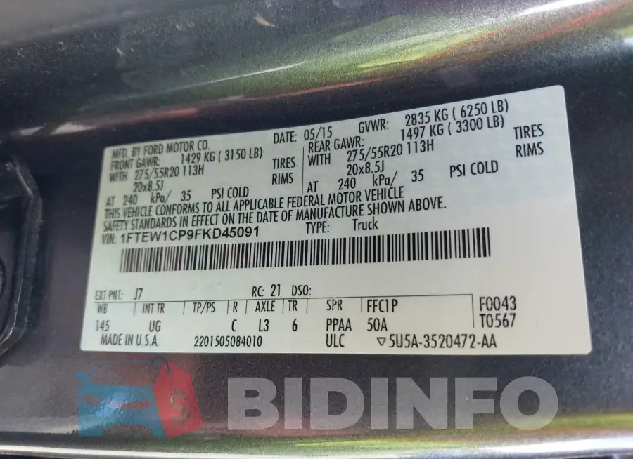 1FTEW1CP9FKD45091 Photo# 9