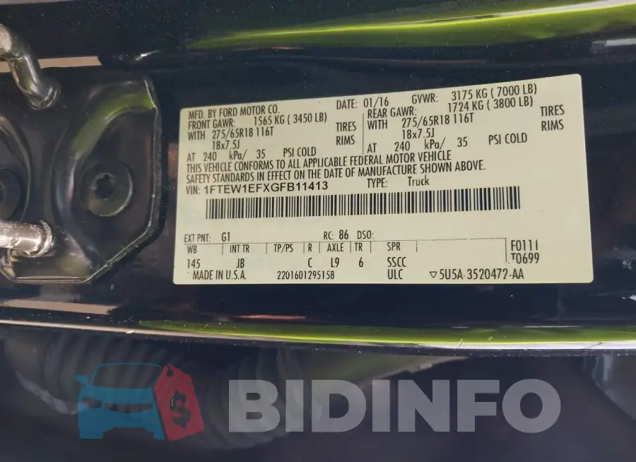 1FTEW1EFXGFB11413 Photo# 9