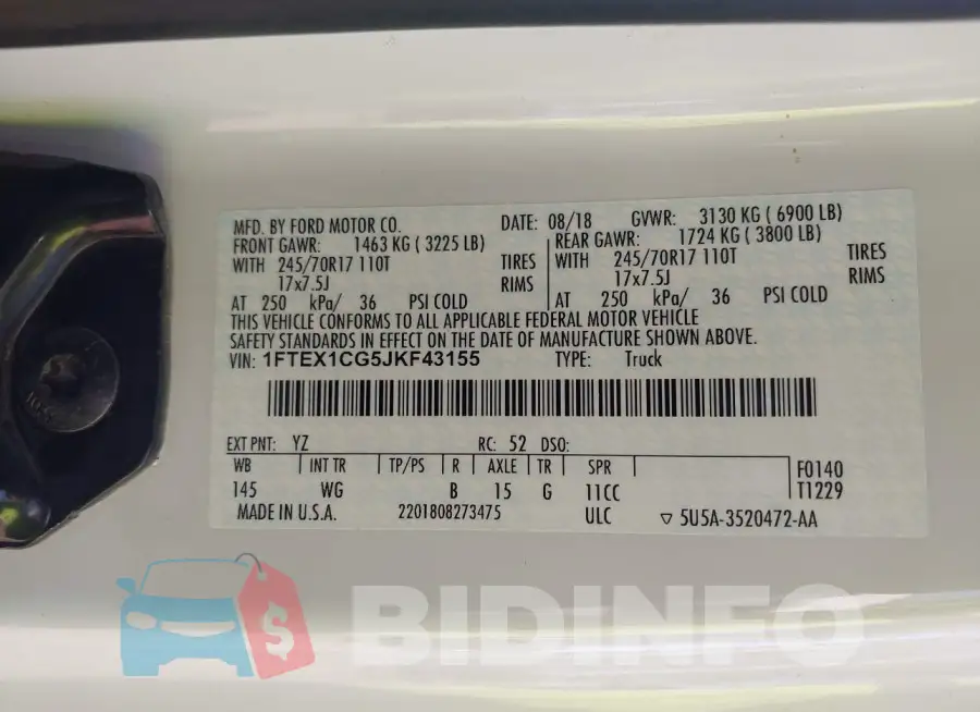 1FTEX1CG5JKF43155 Photo# 9