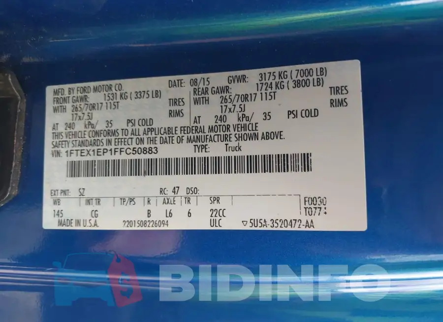 1FTEX1EP1FFC50883 Photo# 9