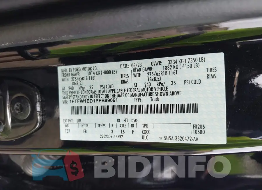 1FTFW1ED1PFB99061 Photo# 9