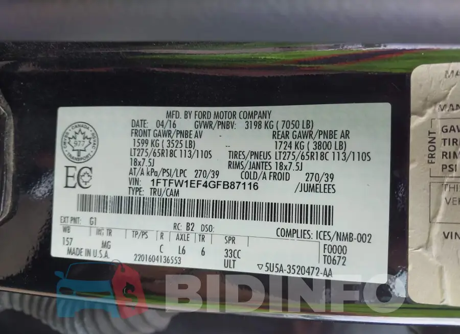 1FTFW1EF4GFB87116 Photo# 9