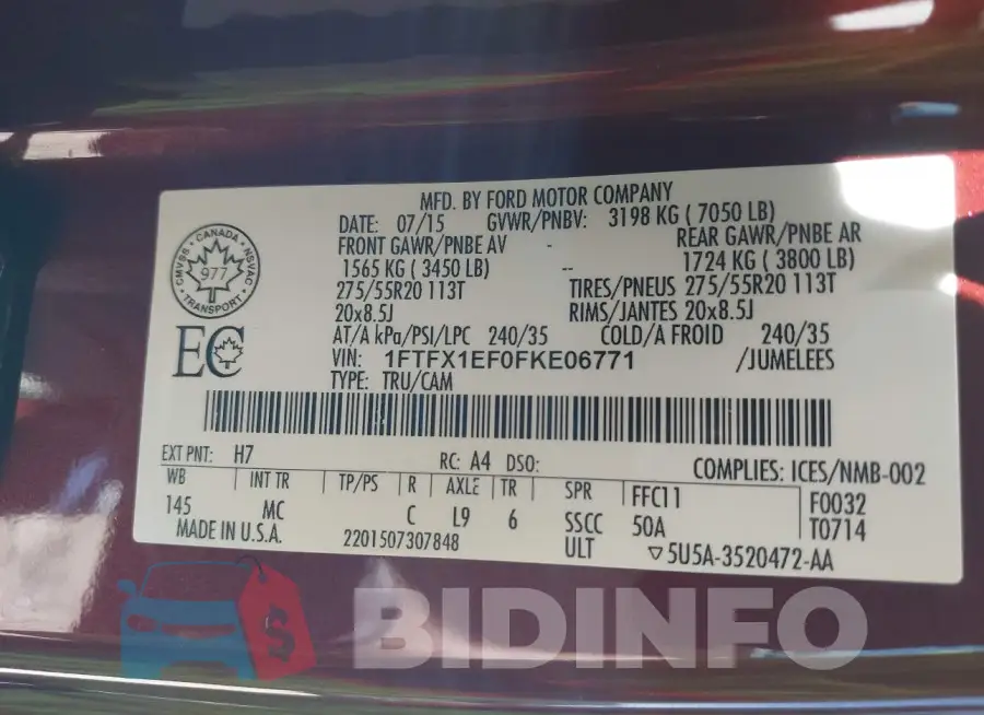 1FTFX1EF0FKE06771 Photo# 9