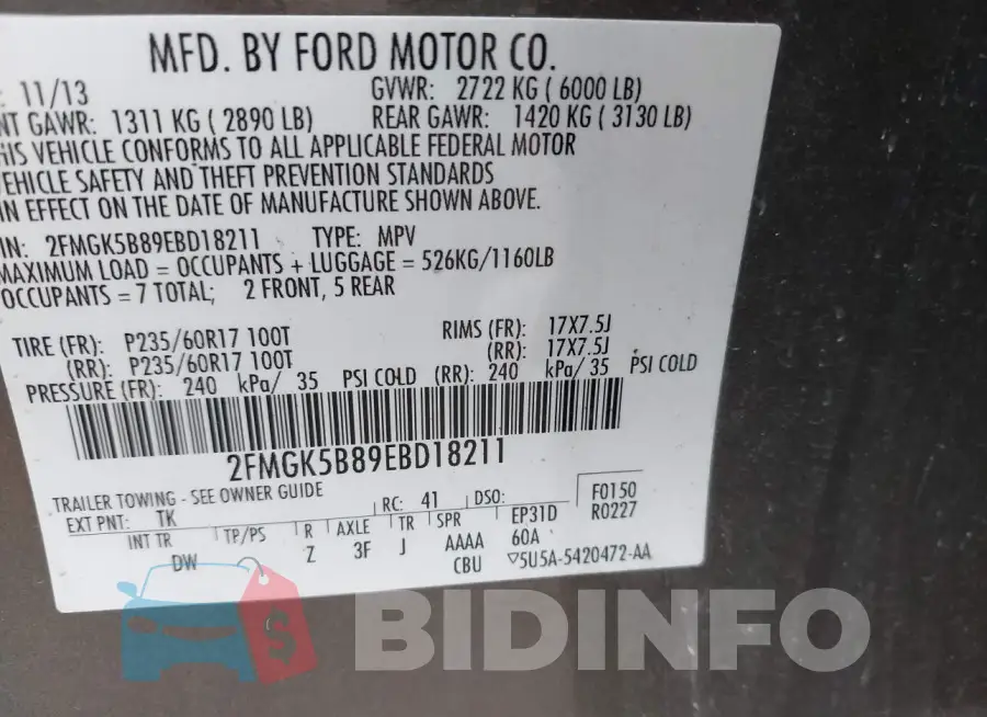 2FMGK5B89EBD18211 Photo# 9