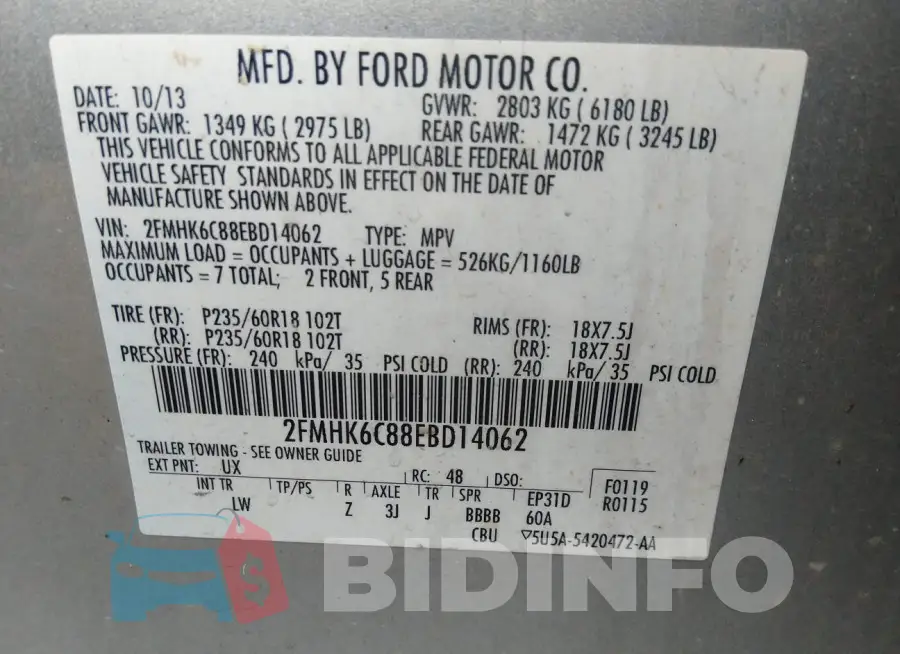 2FMHK6C88EBD14062 Photo# 9