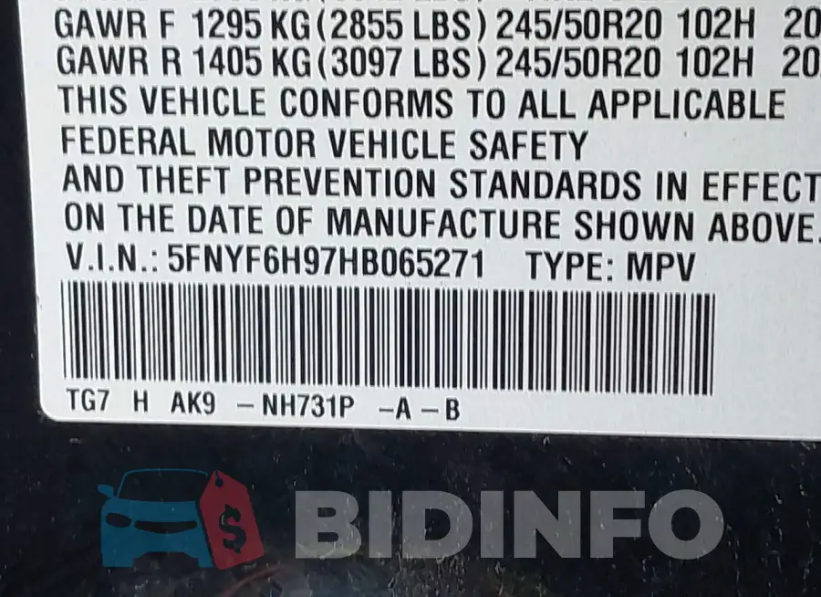 5FNYF6H97HB065271 Photo# 9