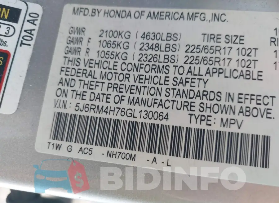 5J6RM4H76GL130064 Photo# 9