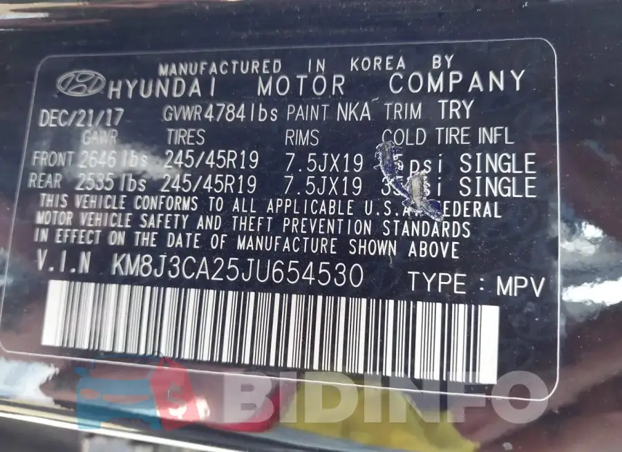 KM8J3CA25JU654530 Photo# 9