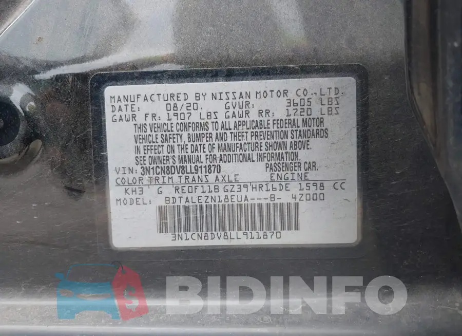 3N1CN8DV8LL911870 Photo# 9