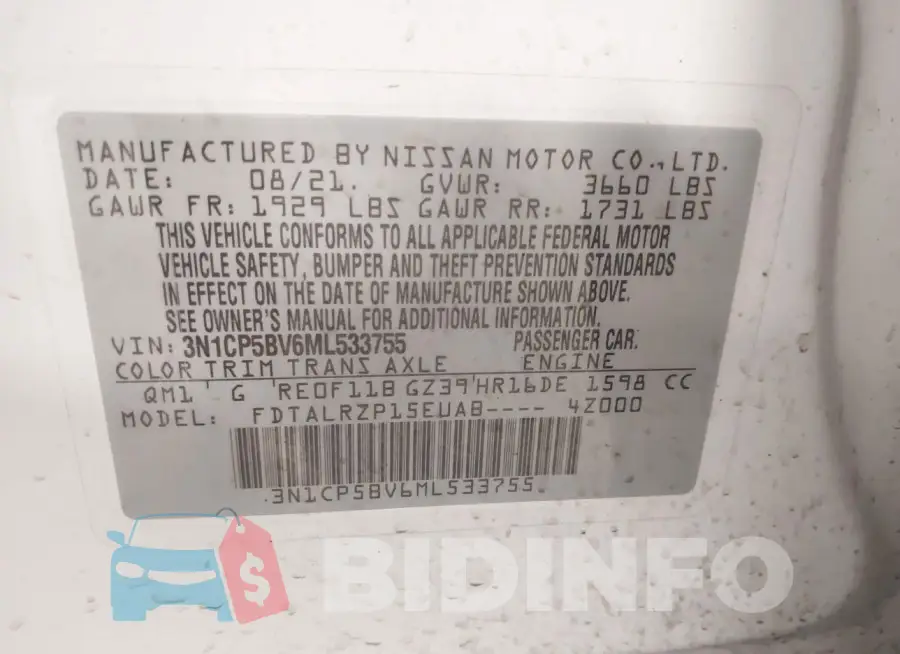 3N1CP5BV6ML533755 Photo# 9
