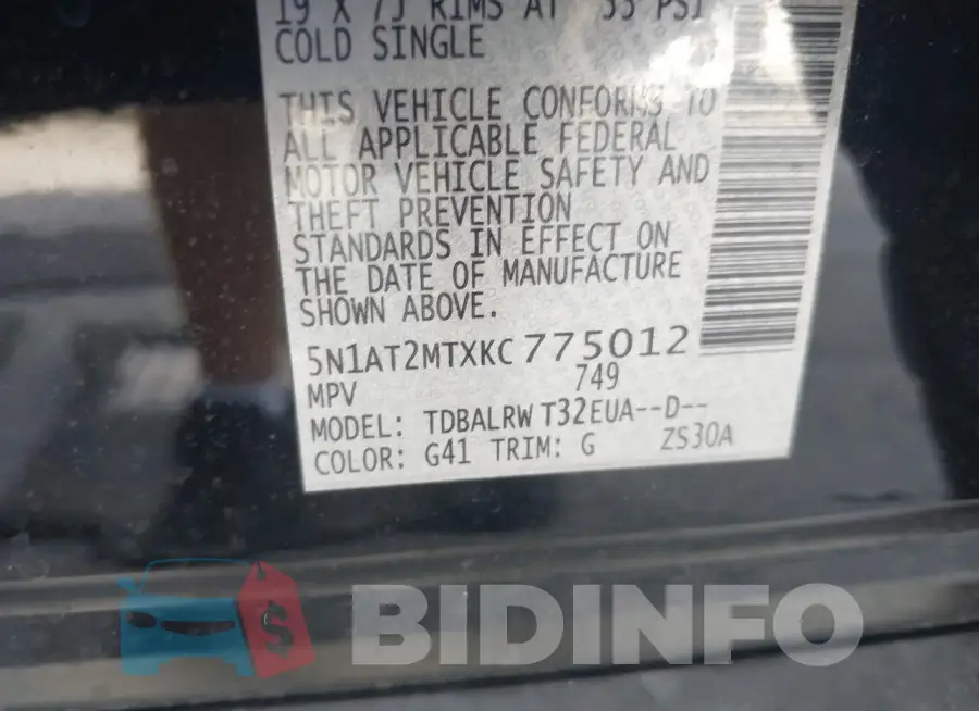 5N1AT2MTXKC775012 Photo# 9