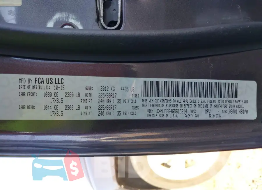 1C4NJCEB4GD615314 Photo# 9