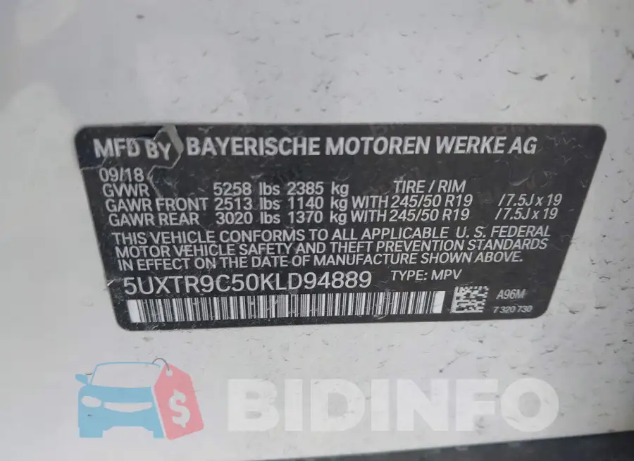 5UXTR9C50KLD94889 Photo# 9