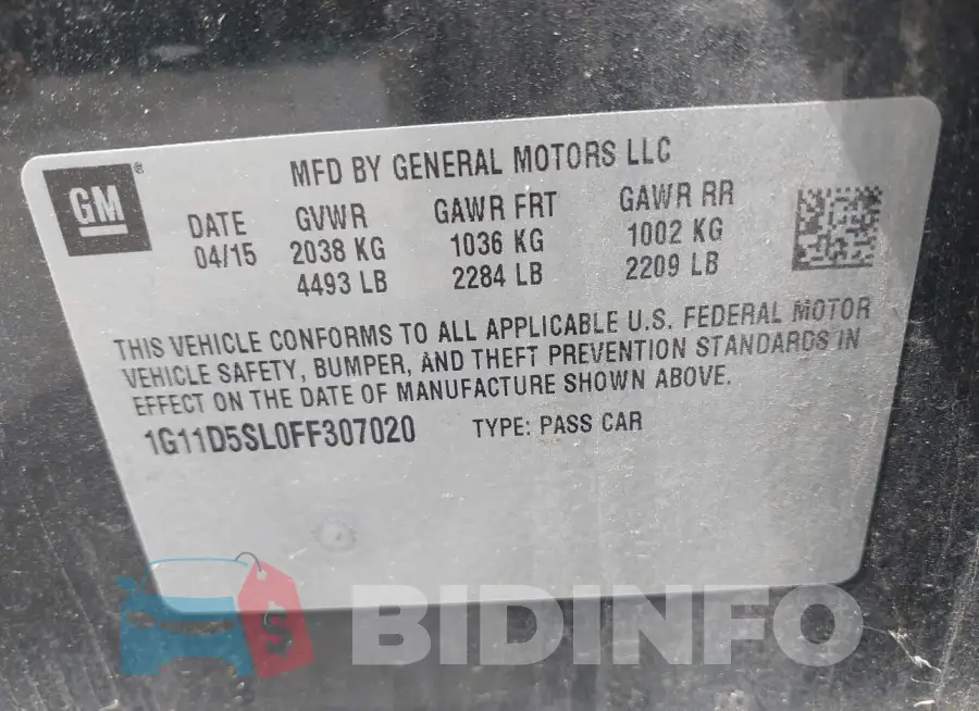 1G11D5SL0FF307020 Photo# 9