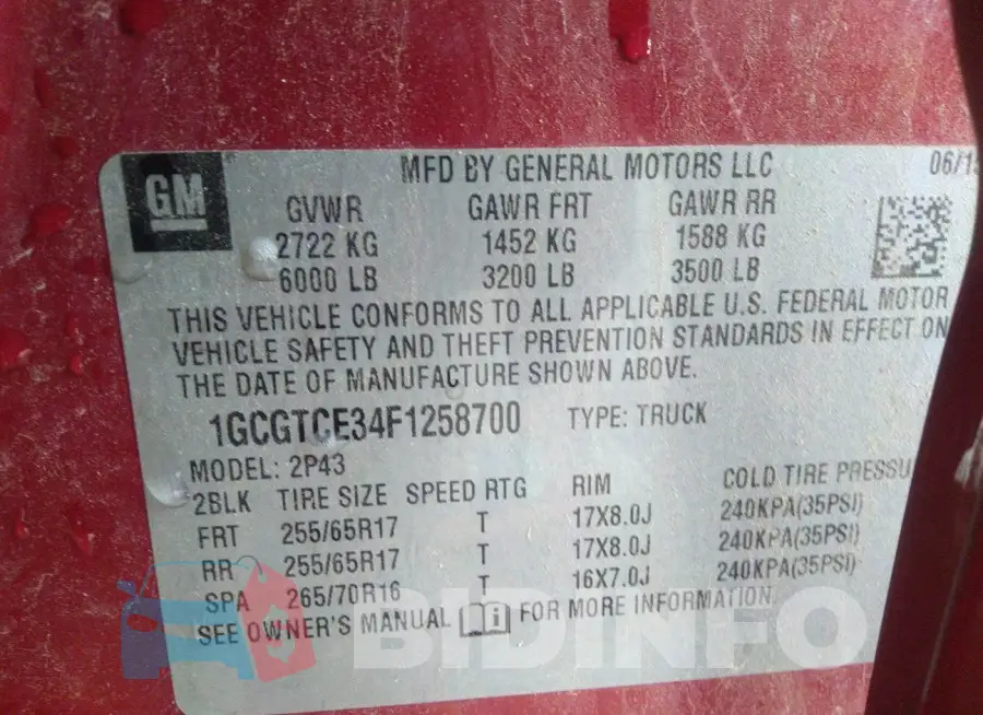 1GCGTCE34F1258700 Photo# 9