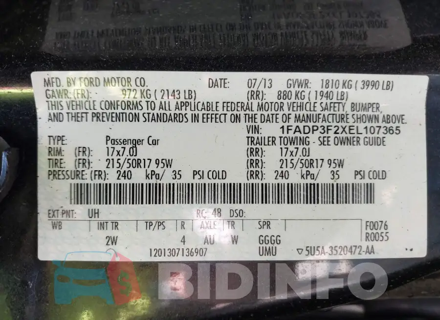 1FADP3F2XEL107365 Photo# 9