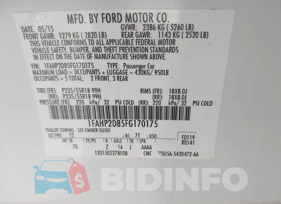 1FAHP2D85FG170175 Photo# 9