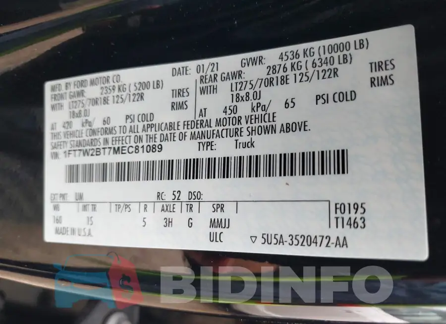 1FT7W2BT7MEC81089 Photo# 9