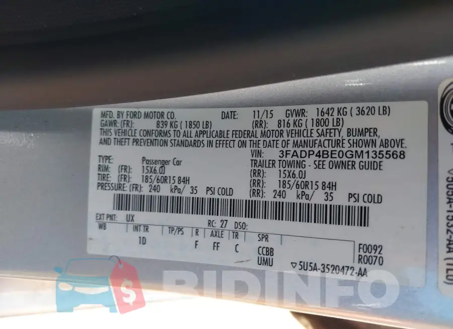 3FADP4BE0GM135568 Photo# 9