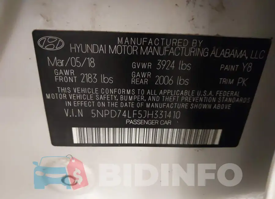 5NPD74LF5JH331410 Photo# 9
