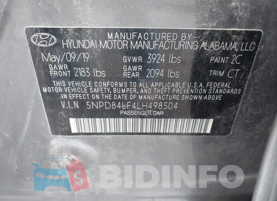 5NPD84LF4LH498504 Photo# 9