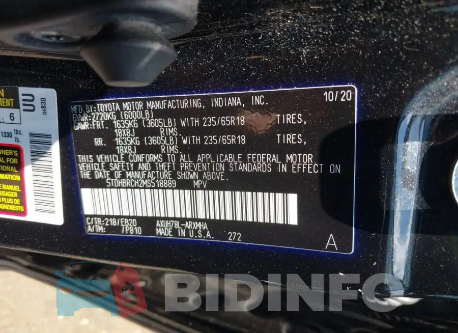 5TDHBRCH2MS518889 Photo# 9