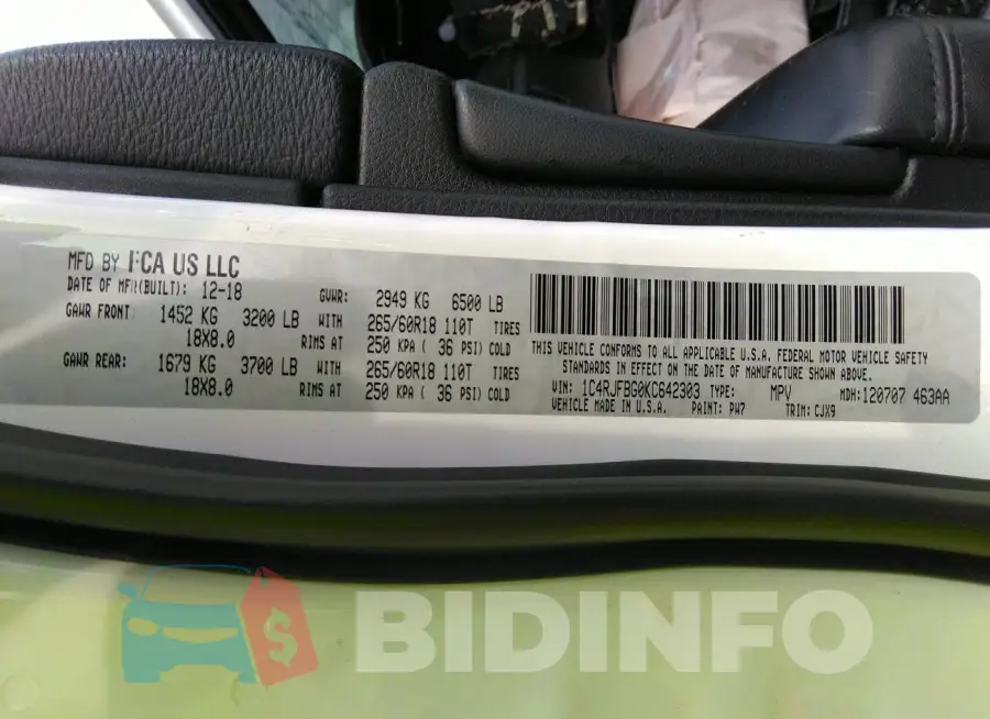 1C4RJFBG0KC642303 Photo# 9