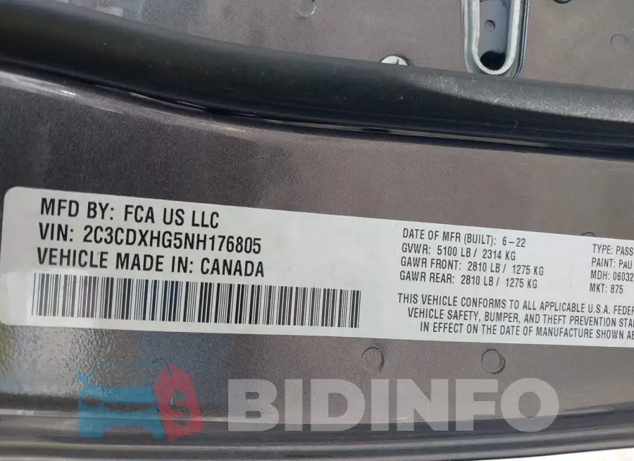 2C3CDXHG5NH176805 Photo# 9